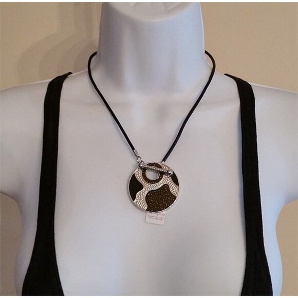 Bundle lot 2 toggle Lia Sophia and Croft geometric enamel necklaces cord & chain - Picture 4 of 5